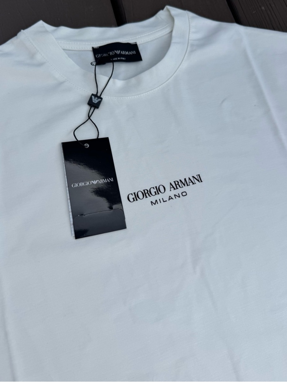 Giorgio Armani White Short-Sleeve Milano Logo Tee